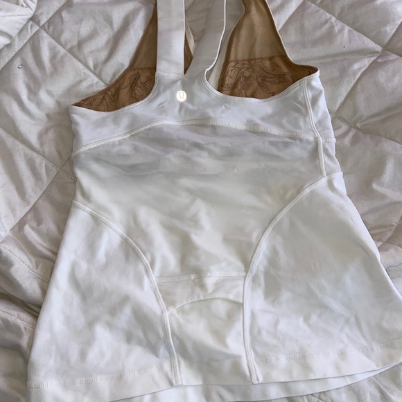 White Lululemon tank top with built in bra - Picture 2 of 3